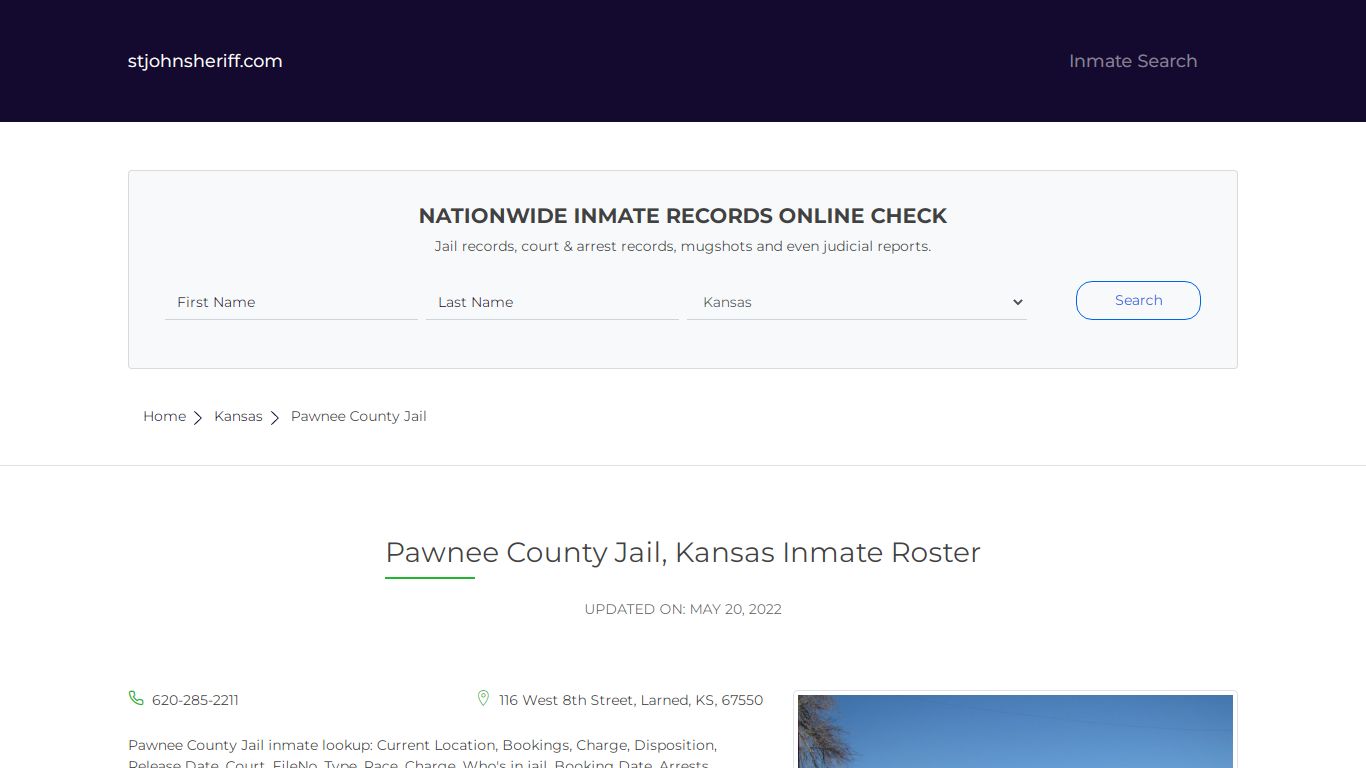 Pawnee County Jail, Kansas Inmate Roster